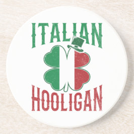 Italiaanse holigan Italië vlag Shamrock St Patrick Zandsteen Onderzetter