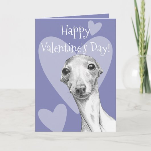 Italiaanse hond Greyhound Cute Valentijnsdag Love Feestdagen Kaart (Voorkant)