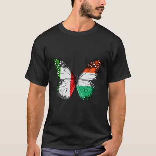 Italiaanse Hongaarse vlag vlinder T-shirt (Voorkant)