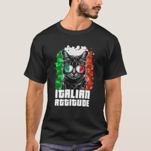 Italiaanse Houding Kat Zonnebril Italië Vlag Itali T-shirt