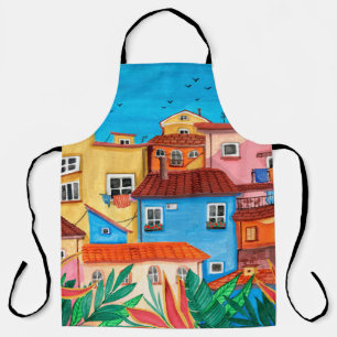 Italiaanse huizen. Gouache Schort