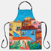 Italiaanse huizen. Gouache Schort (Voorkant)