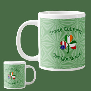 Italiaanse Ierse Amerikaanse Klavertjevier Persoon Grote Koffiekop