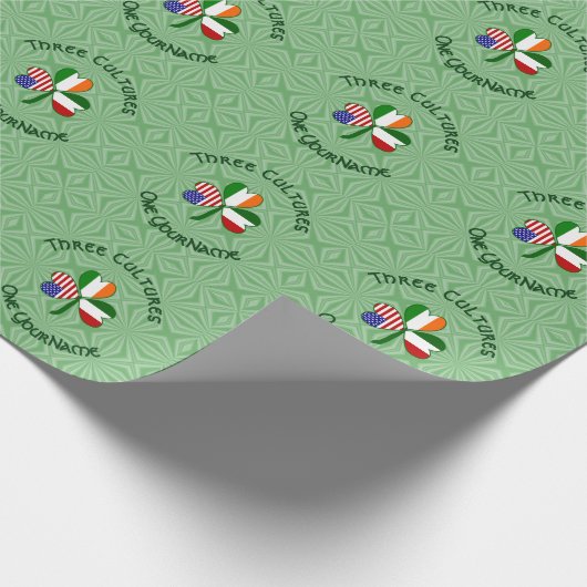 Italiaanse Ierse Amerikaanse Shamrock gepersonalis Cadeaupapier (Hoek)