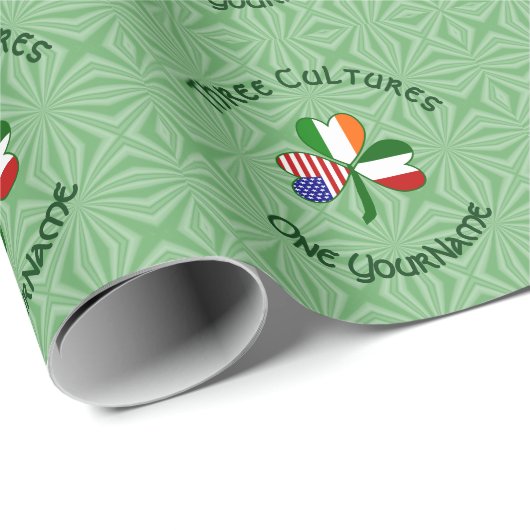 Italiaanse Ierse Amerikaanse Shamrock gepersonalis Cadeaupapier (Rol Hoek)