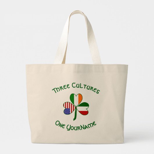 Italiaanse Ierse Amerikaanse Shamrock gepersonalis Grote Tote Bag (Achterkant)