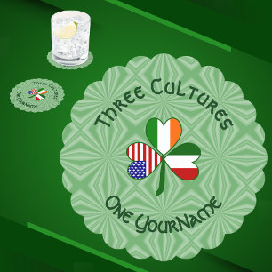 Italiaanse Ierse Amerikaanse Shamrock gepersonalis Kartonnen Onderzetters