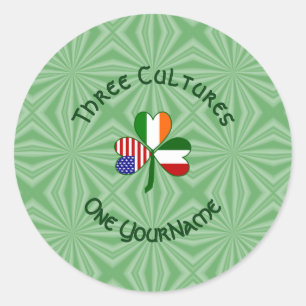 Italiaanse Ierse Amerikaanse Shamrock gepersonalis Ronde Sticker