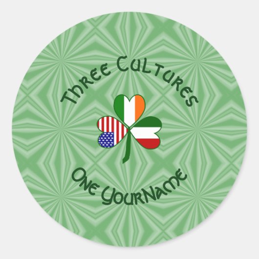 Italiaanse Ierse Amerikaanse Shamrock gepersonalis Ronde Sticker (Voorkant)