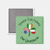 Italiaanse Ierse Amerikaanse Shamrock vlag geperso Magneet (Voorkant / Achterkant)
