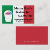 Italiaanse ijsverkoper of winkel met vlag visitekaartje (Voorkant / Achterkant)