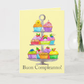Italiaanse jachthag Waterverf cupcakes Kaart (Voorkant)
