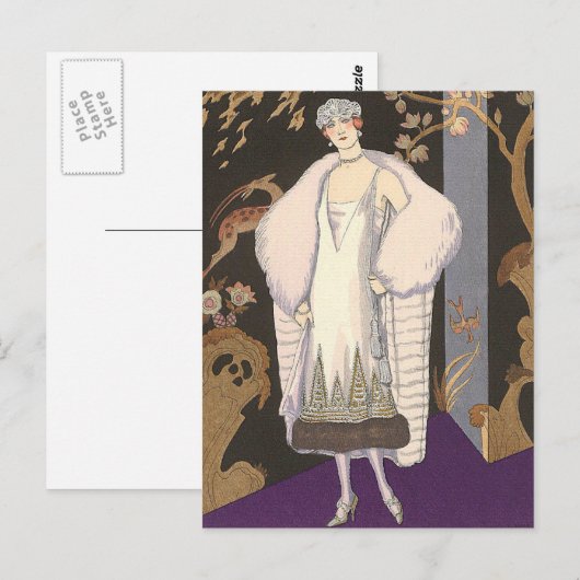 Italiaanse jurk en jas George Barbier Briefkaart (Voorkant / Achterkant)