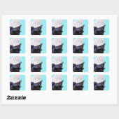 Italiaanse kaak, zwarte kat vierkante sticker (Vel)