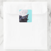 Italiaanse kaak, zwarte kat vierkante sticker (Tas)