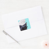 Italiaanse kaak, zwarte kat vierkante sticker (Envelop)