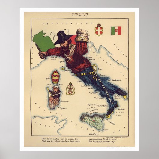 Italiaanse kaart 1868 poster (Voorkant)