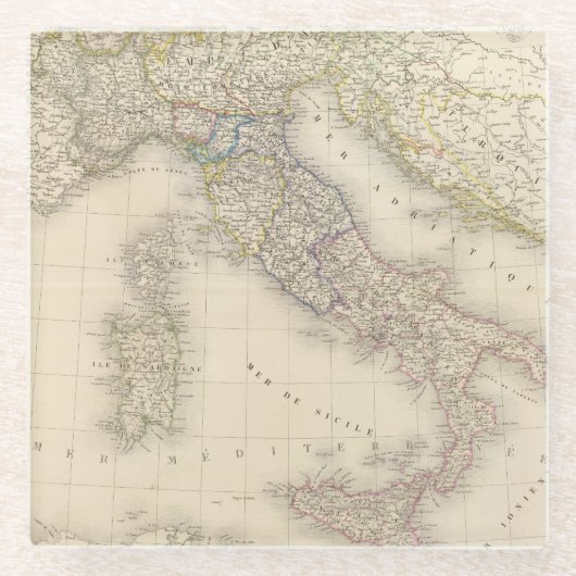 Italiaanse kaart glazen onderzetter (Voorkant)