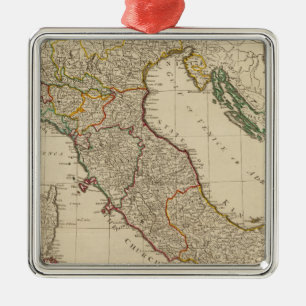 Italiaanse kaart met handgekleurde atlas metalen ornament
