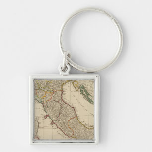 Italiaanse kaart met handgekleurde atlas sleutelhanger