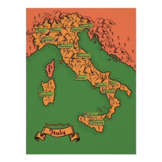 Italiaanse kaart Perfect Poster (Voorkant)
