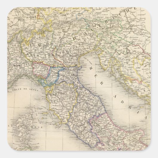Italiaanse kaart vierkante sticker (Voorkant)