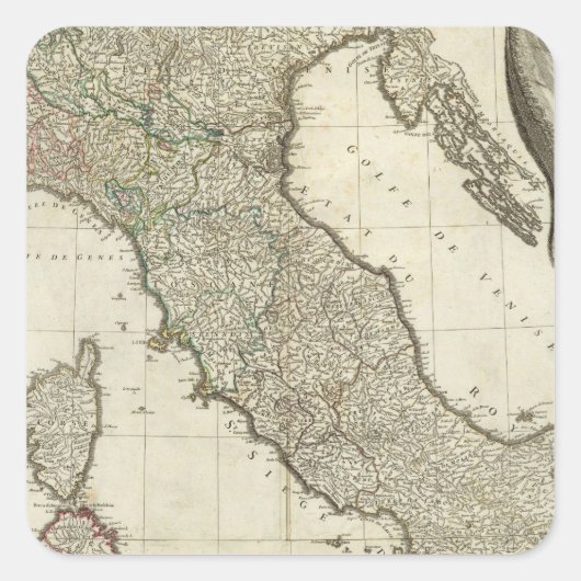 Italiaanse kaart vierkante sticker (Voorkant)