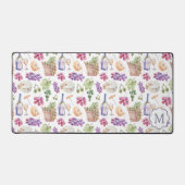 Italiaanse kaas en wijn patroon Custom Monogram Bureaumat (Voorkant)