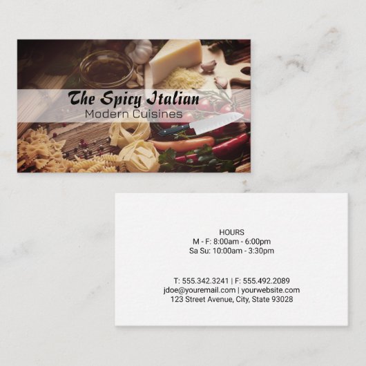 Italiaanse kazen Kruiden Specerijen | pasta | culi Visitekaartje (Voorkant / Achterkant)