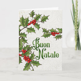 Italiaanse kerst Buon Natale Holly Berries Feestdagen Kaart