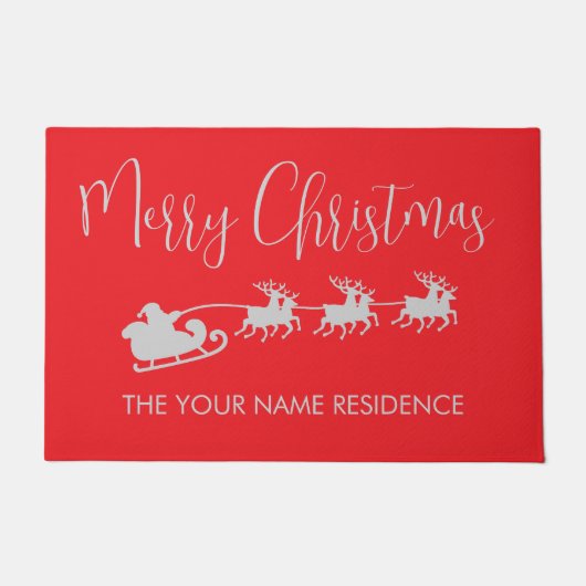 Italiaanse Kerst Sleigh Aangepaste woning Deurmat (Voorkant)