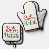 Italiaanse Kerstboon Natale Keuken Ovenwant & Pannenlap Set (Voorkant / Achterkant)
