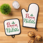 Italiaanse Kerstboon Natale Keuken Ovenwant & Pannenlap Set (Top down)
