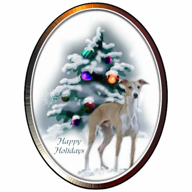 Italiaanse kerstcadeautjes met Greyhound Fotobeeldje Ornament (Voorkant)