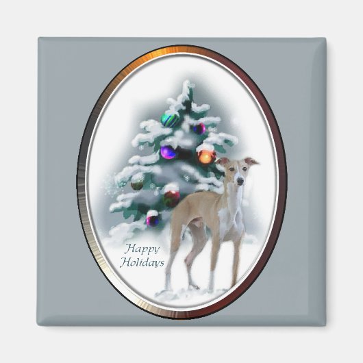 Italiaanse kerstcadeautjes met Greyhound Magneet (Voorkant)