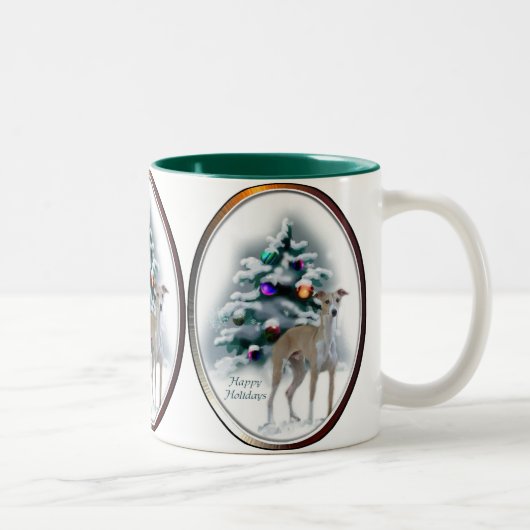 Italiaanse kerstcadeautjes met Greyhound Tweekleurige Koffiemok (Rechts)