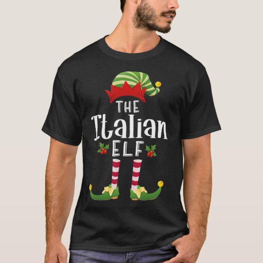 Italiaanse Kerstelf Matching Pyjama Kerstfeest T-shirt (Voorkant)