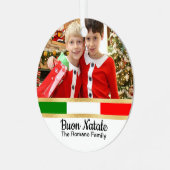 Italiaanse Kerstfoto Buon Natale Metalen Ornament (Voorkant links)