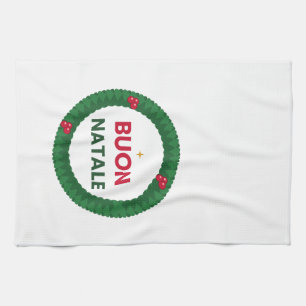 • Italiaanse Kerstkrans Keuken Schort Buon Natale Theedoek
