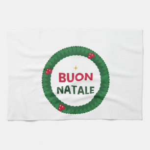 • Italiaanse Kerstkrans Keuken Schort Buon Natale Theedoek