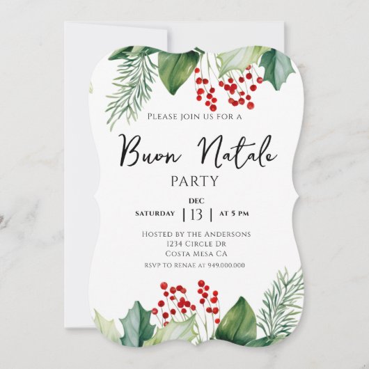 Italiaanse kerstmis Buon Natale Party Kaart (Voorkant)