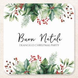 Italiaanse kerstmis Buon Natale Party Kartonnen Onderzetters