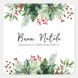 Italiaanse kerstmis Buon Natale Party Vierkante Sticker