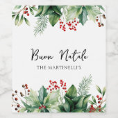 Italiaanse kerstmis Buon Natale Party Wijn Etiket (Enkel label)