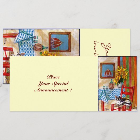 ITALIAANSE KEUKEN IN FLORENCE, Rood Blauw Kaart (Voorkant / Achterkant)