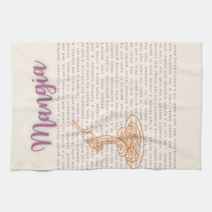 Italiaanse keuken muur kunst   "Mangia" Voedsel Qu Theedoek