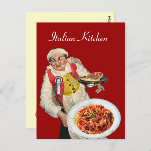ITALIAANSE KEUKEN Rood Recept Briefkaart (Voorkant / Achterkant)