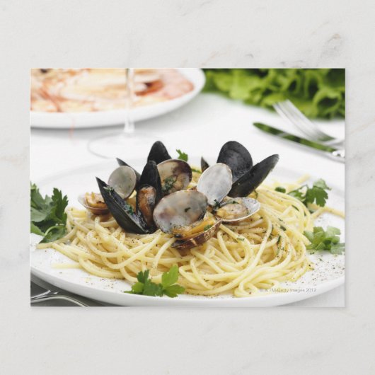 Italiaanse keuken. Spaghetti alle vongole Briefkaart (Voorkant)