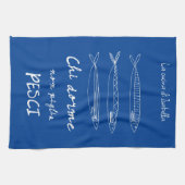 Italiaanse keukensardinnen italië citeert blauwe t theedoek (Horizontaal)