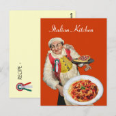 ITALIAANSE KITCHEN Geel Oranje Recipe Briefkaart (Voorkant / Achterkant)
